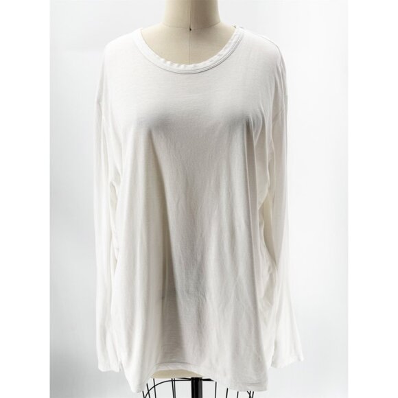 James Perse Vintage Boxy Tee White Long Sleeve Cotton Womens 3/L - Picture 2 of 10